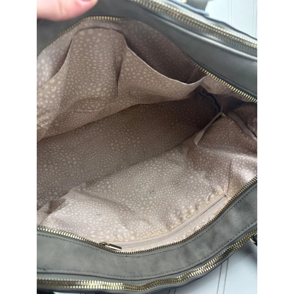 Vintage Y2K Gray Multi Zip Studded Satchel Shoulder Bag Crossbody